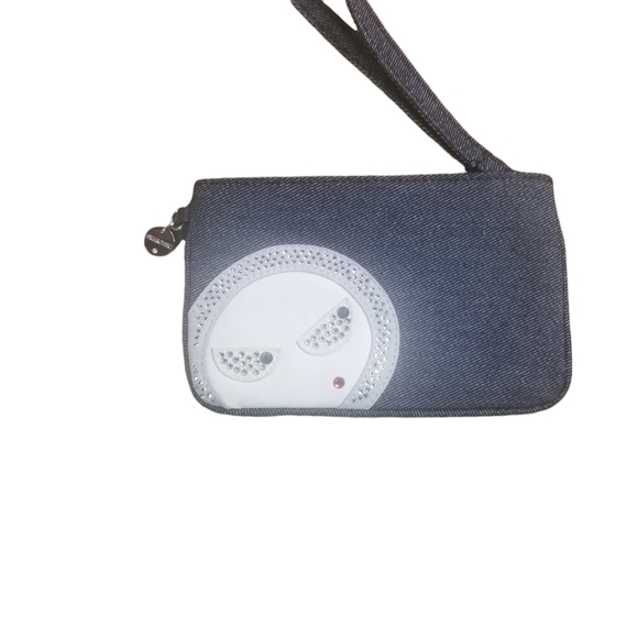 Swarovski Denim Eliot swing sing moon wristlet pouch - Picture 1 of 7